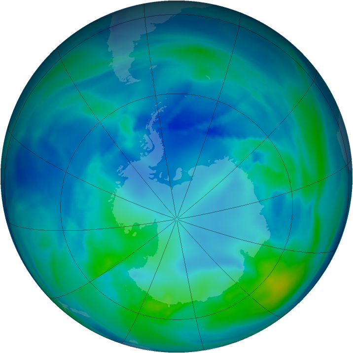 Antarctic ozone map for 21 April 2007
